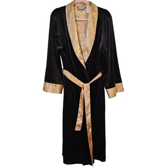 Jaclyn Smith Other - Velour black robe with gold satin trim. Size L.